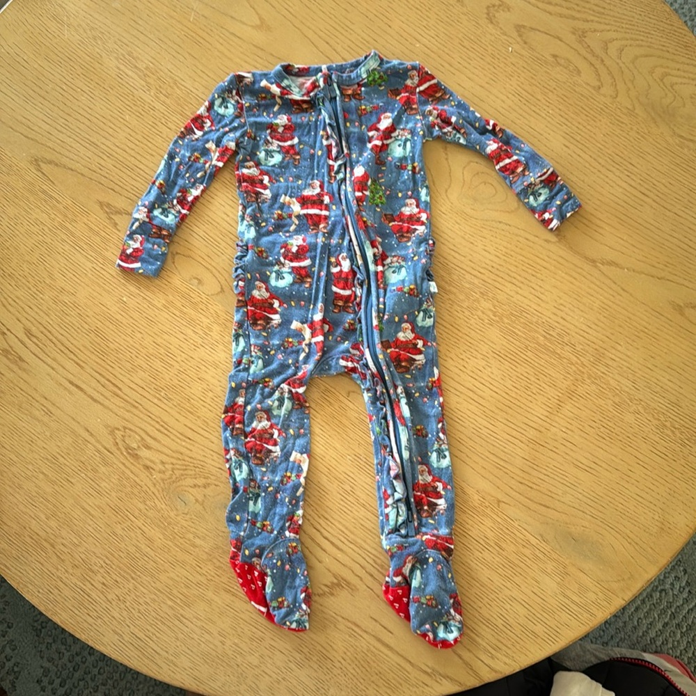 Posh Peanut Ruffle Romper- Santa (9-12)
